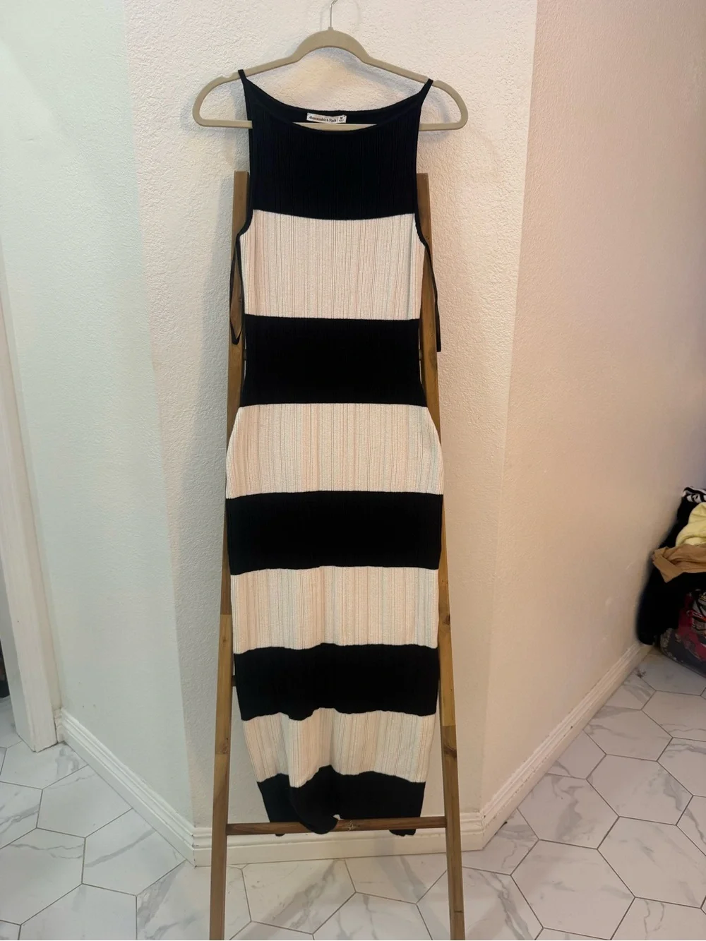 Abercrombie & Fitch Black and White Striped Maxi Dress